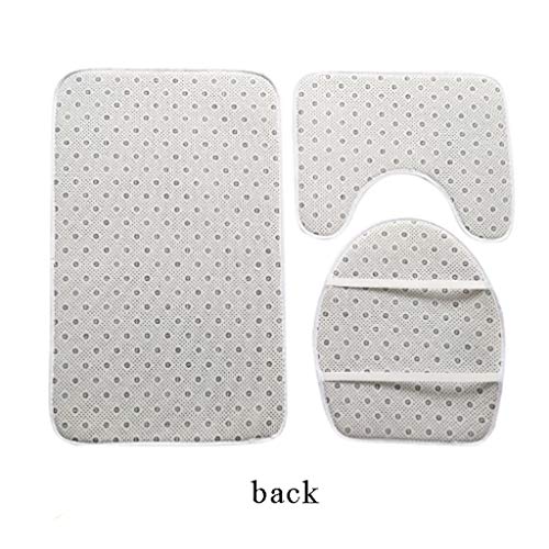 XUEPING 4 Stück Badematte Sets(Wasserdichter Duschvorhang+Rutschfester Badezimmer-Teppich+Teppichboden+WC-Sitzbezug… – Bild 5