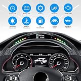 Acclcors Kierownica karbonowa, kierownica w kształcie litery D z płaskim dnem, wskaźnikiem LED i perforowaną skórą do Volkswagen Lavida 2012-2018