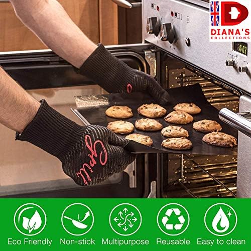 DIANA'S COLLECTIONS Oven Liner 70inchx16inch (180x40cm), Cut to Any Size BBQ Grill Mat  Non Stick, Heat Resistant Teflon Sheets Heavy Duty Reusable Oven Liners for Fan Assisted Ovens  FDA Approved