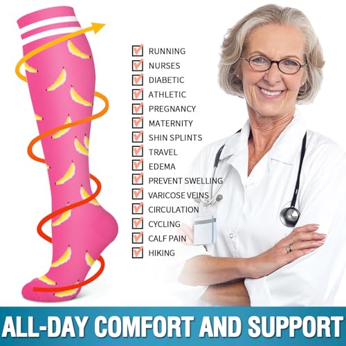 Image of Bluemaple 6 Pack Copper Compression Socks for Women and Men Circulation-Best Support for Medical, Running,Nursing,Athletic