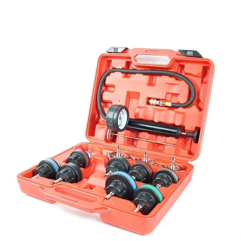 14-tlg. Kühlsystemtester & Kühlerabdrückgerät – Universal Kühlsystem Drucktester 0–2,5 bar mit 12 Adaptern – Professioneller Dichtigkeitsprüfer Kühlsystem & Kühlerdrucktester PKW für KFZ-Wer