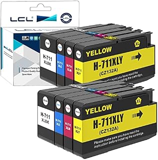 LCL Compatible Ink Cartridge 711XL 711 XL High Yield Pigment 2BK 2C 2M 2Y Replacement for HP Designjet T120 24 T120 610 T520 24 T520 36 T520 610 T520 914 T125 24 T530 T130 T525