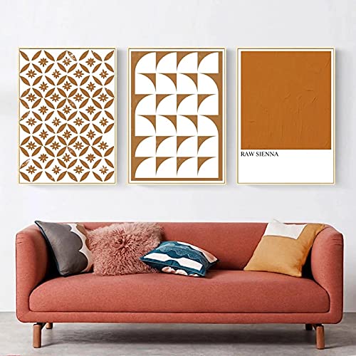 Art mural de qualité supérieure avec toiles géométriques abstraites vase marron
