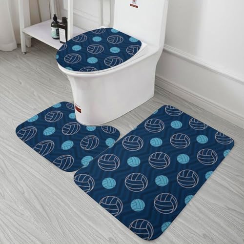 Juego de tres alfombrillas de piso de terciopelo coral con estampado floral azul para voleibol miniatura 6