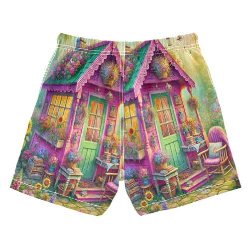 Flowers Sunflowers House Boys Swim Trunks Quick Dry Toddler Swimsuit Boy Swimwear Bathing Suits Board Shorts 2T2