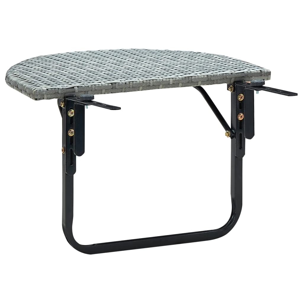 vidaXL Stolik balkonowy, szary, 60x60x40 cm, rattan PE