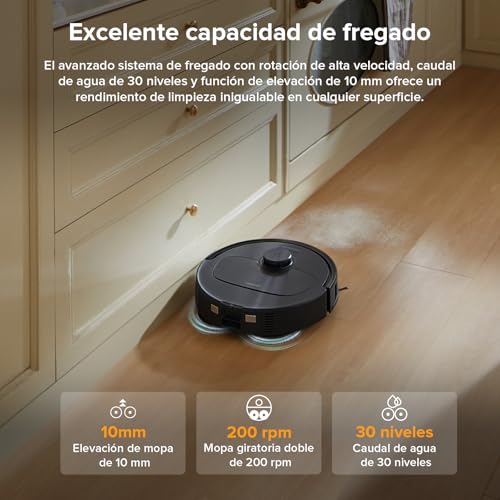 Miniatura 4 de roborock Robot Aspirador QV 35A Set, Dos mopas giratorias elevables, Negro