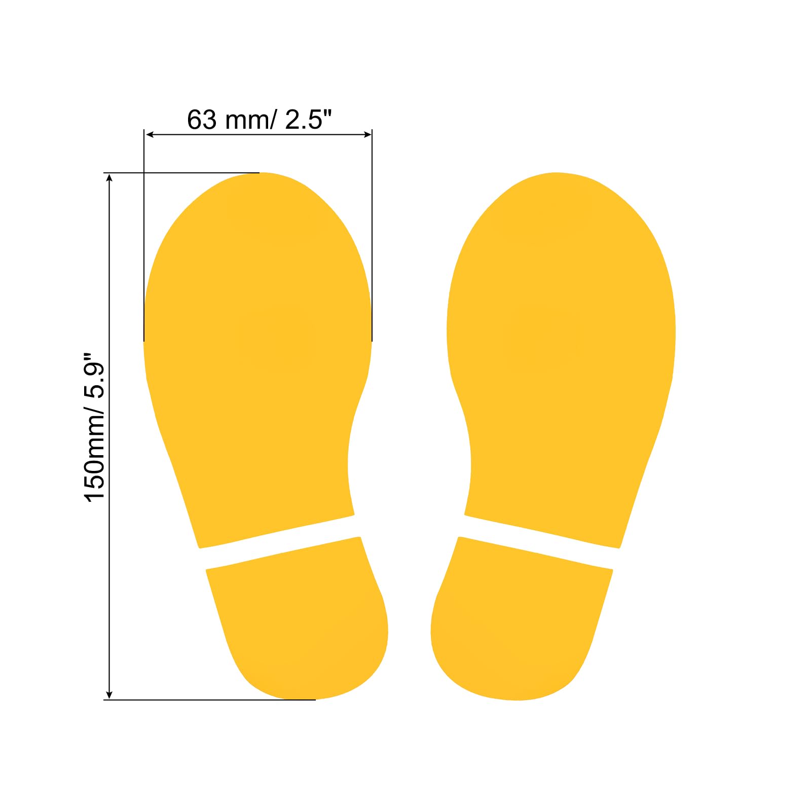PATIKIL 6x2.5" Footprint Sticker, 8 works PVC Shoes Floor Decal Sign for Class Decor Stair Guide Yellow - Image 2