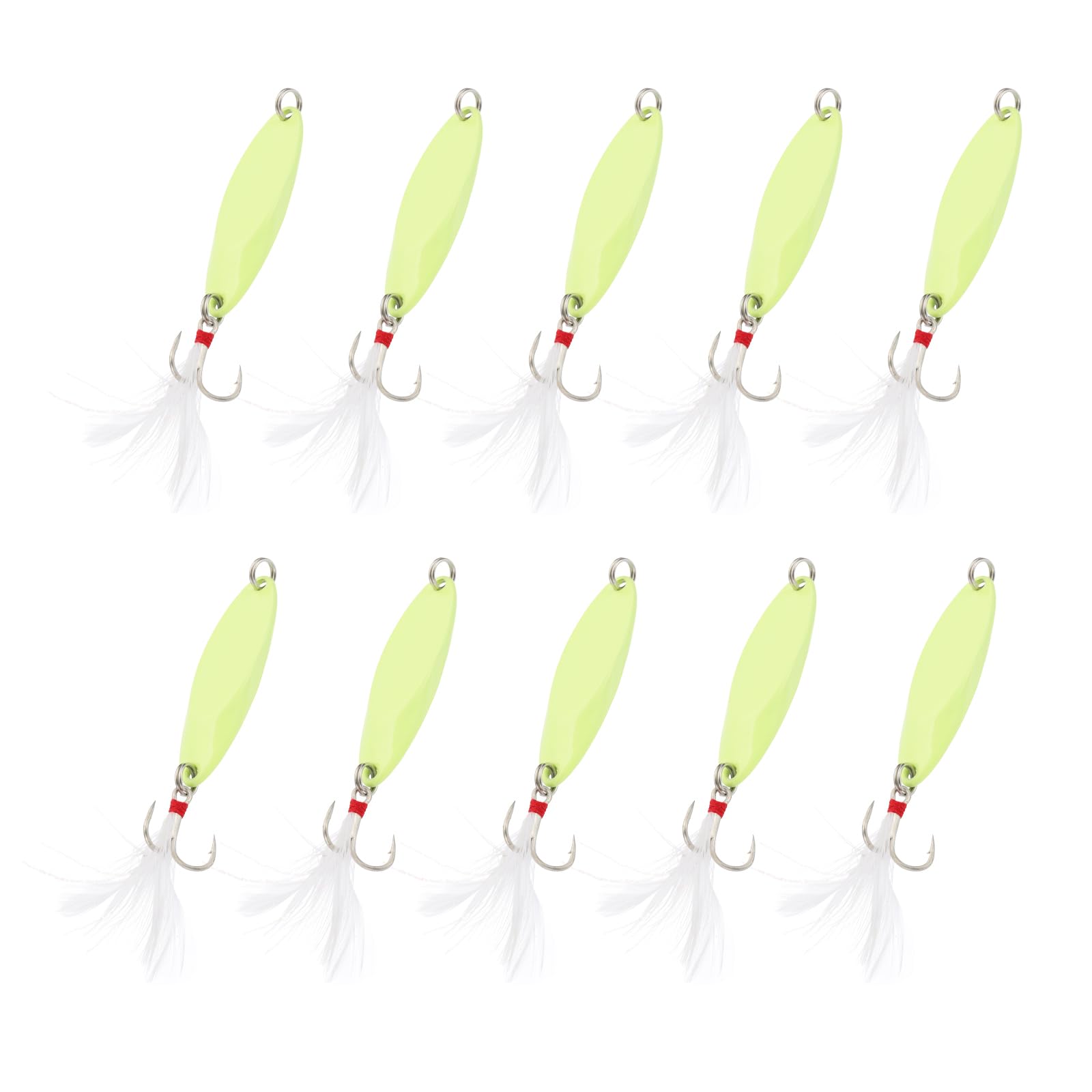 PATIKIL Fishing Spoons, 10 Pcs 3/8 oz Fishing Lures Casting Spoon Treble Hooks Jigs Hard Metal Spinner Baits for Freshwater Saltwater Salmon, Yellow