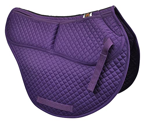 ECP Equine Comfort Products All-Purpose Contoured Correction Saddle Pad with Adjustable Memory Foam Inserts for Custom Support, Non-Slip, Shock Absorbing, 22” Spine, 19.5” Drop, Purple