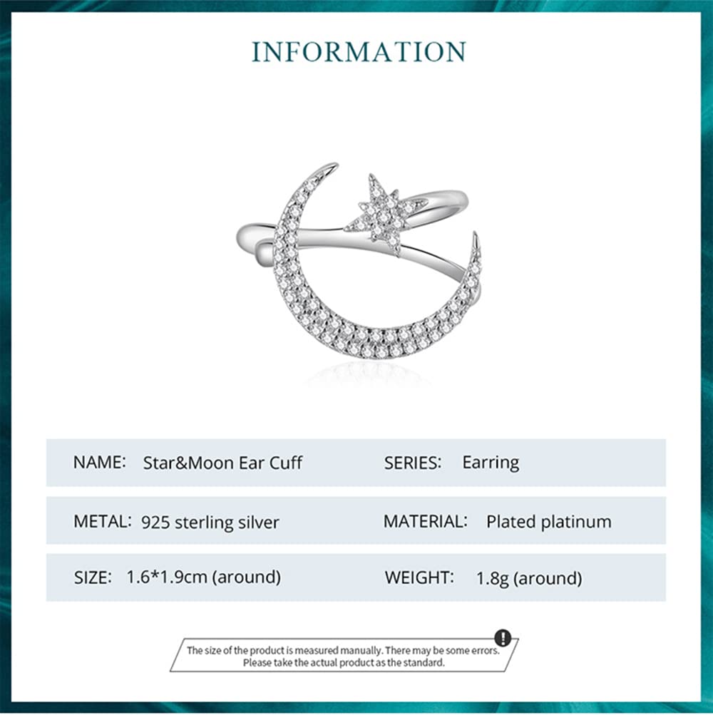 WBDWWTD 25 Orecchini a Polsino Auricolare in Argento Sterling con Clip Non penetrante su Orecchini a Polsino cartilagineo