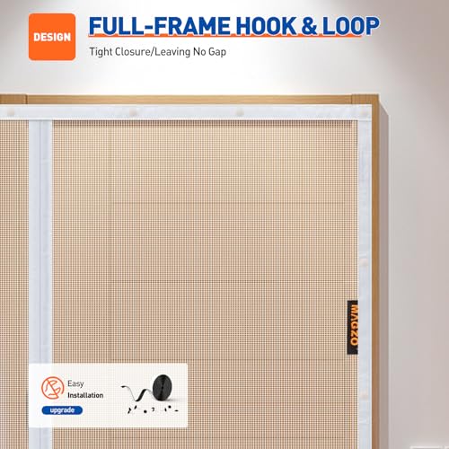 Image of MAGZO Screen Door Mesh Fits Door Size 36 inchx 96 inch, Hands-Free Mesh White