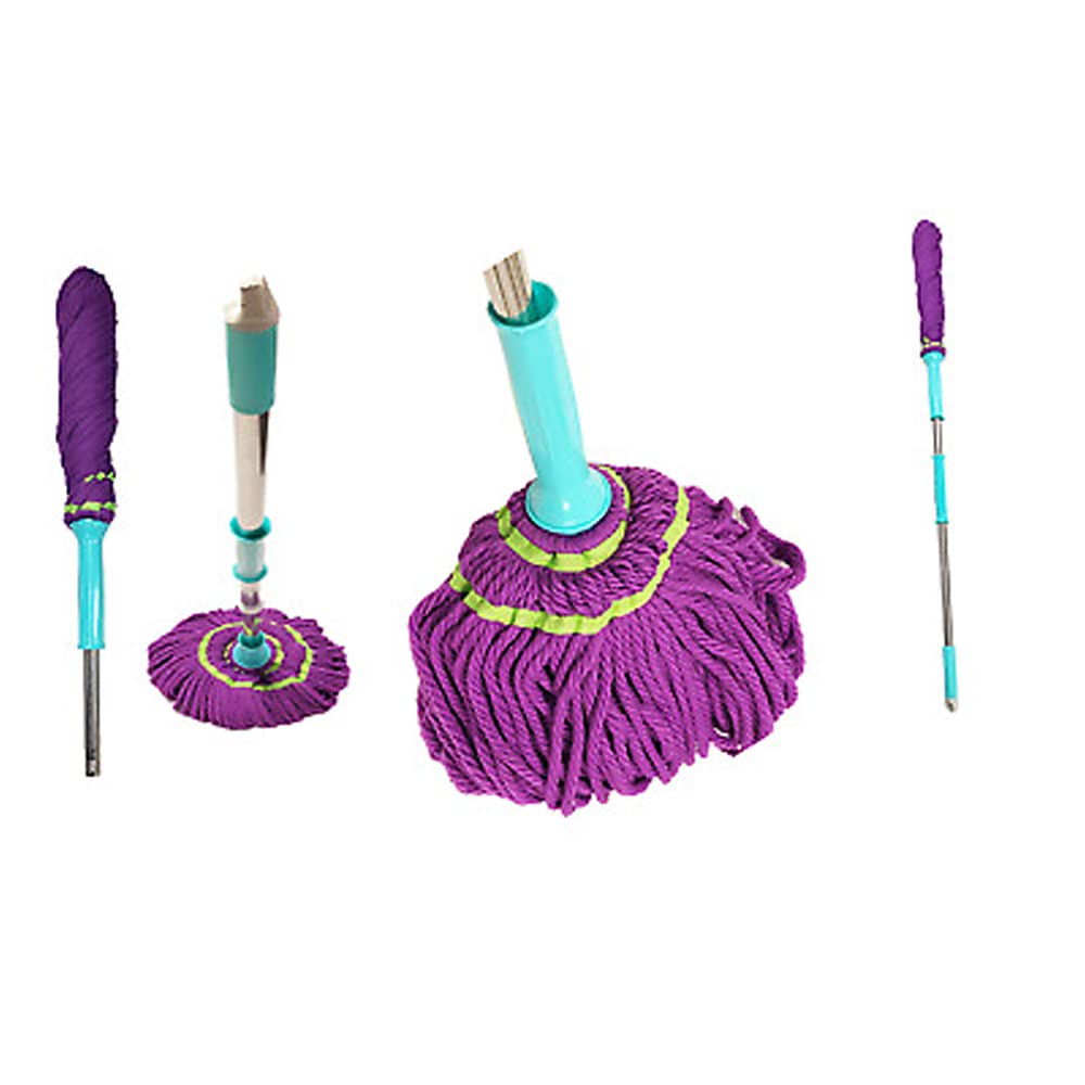 Cleano Microfiber Twist Rotating Floor Cleaner, Tornado Mop With Wringer Self-Wringing Blue-Purple