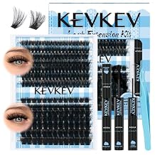 Lash Extension Kit 280pcs Volume Lash Clusters 100D+200D Lash Clusters Kit 10-18mm Individual Lashes Kit With Lash Bond And Seal,Lash Tweezers Thick Lash Extension Kit DIY At Home0.05D,100D+200D