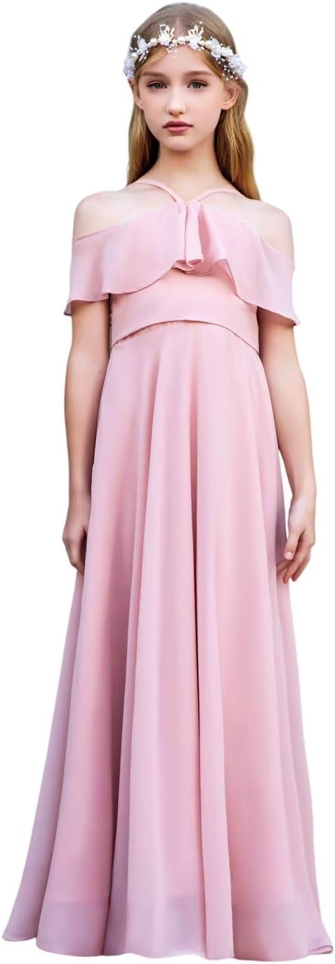 Junior Bridesmaid Dresses Flower Girl Dress Chiffon Maxi Sleeveless A-line for Wedding Teen Girls Party Gowns - Image 7