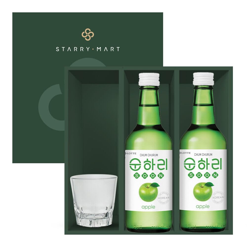 Lotte Chum Churum SOONHARI Soju Gift Box Set - Apple Flavour 12% Alc/vol 350ml (Pack of 2)