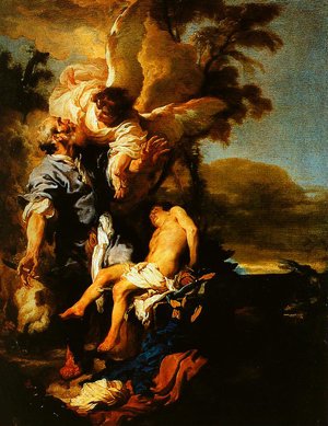 Peinture à l'huile Le Sacrifice d'Isaac par Johann Liss - Sublimez votre grand mur de salon