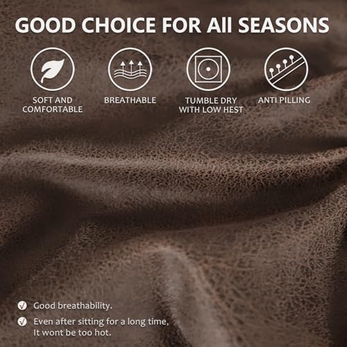Image of ANARACHON Leather Look Recliner Chair Covers Stay in Place 4-Piece Recliner Slipcovers for Reclining Chair Furniture Protector Spandex Fabric Washable (X-Large, Dark Brown)
