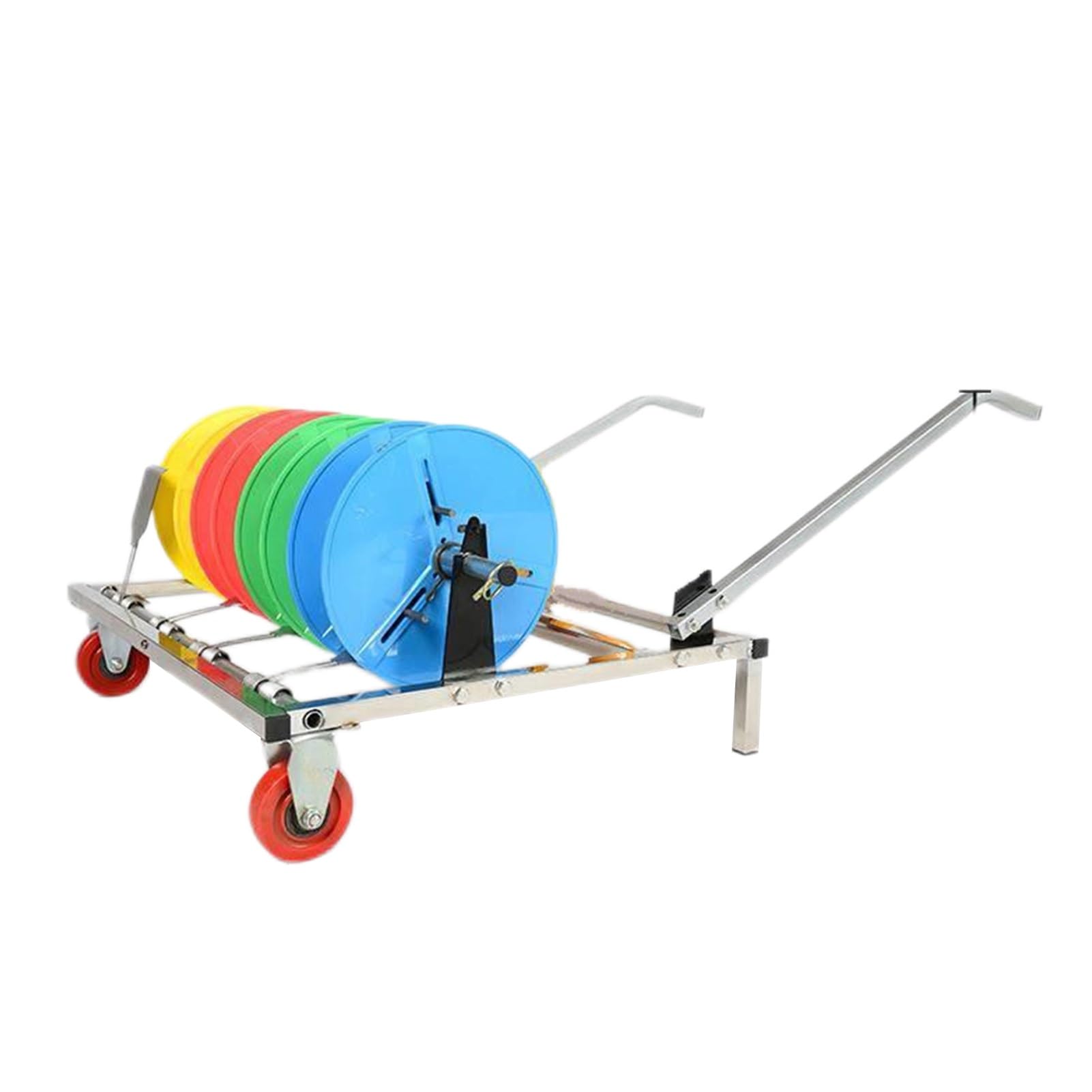 ZFUCMAYL 6 Reel Wire Spool Rack,Transportable Cable Caddy with Wheels,Reel Holder/Dispenser,Independent Bearing for Retail and Industrial Use(4 Reel)