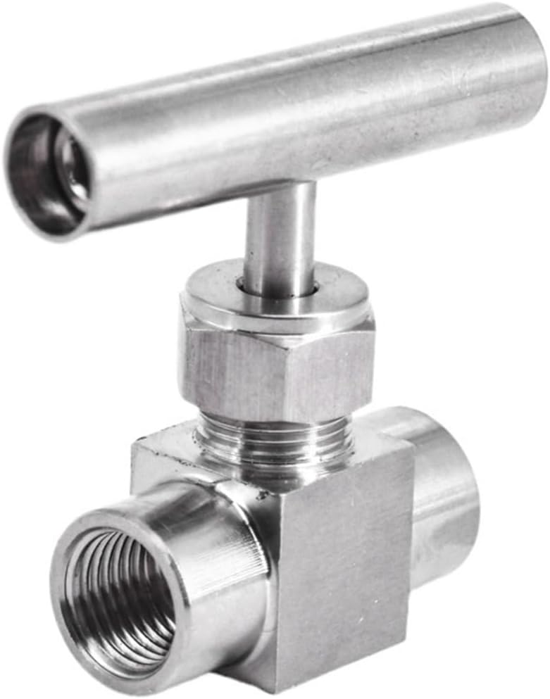 1/8" 1/4" 3/8" 1/2" BSP NPT Female Male Needle Valve Crane 304 Stainless Flow Control Water Gas Oil One-Shape Handle (Size : 1/2", Color : FEMALE TO FEMALE_BSP)