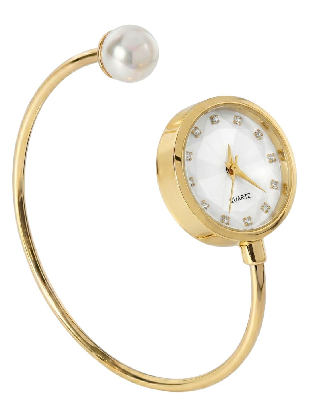 Gold Pearl Accent Cuff Watch-image-23