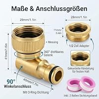 Raheem Messing Wasserhahnanschluss 1/2 und 3/4 Zoll – Ansicht 2