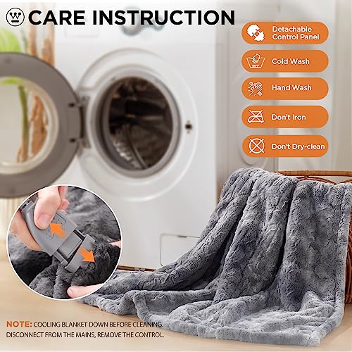 Image of Westinghouse Electric Blanket Queen, Faux Fur Heated Blanket with 10 Heating Levels & 1-12 Hours Auto Off, Soft Cozy Sherpa Heated Blanket Washable Blanket (84 inch x 90 inch Queen Size, Grey)
