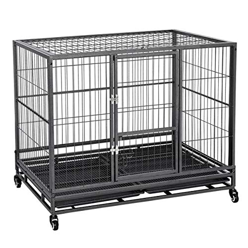 Topeakmart 43-inch Heavy Duty Dog Cage Strong Metal Kennel and Crate Double Door
