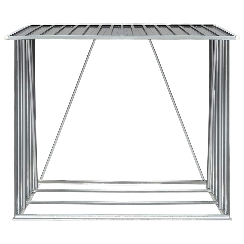 vidaXL Abri de Stockage de Bois Acier Galvanisé Gris Jardin Patio Porte-bûche