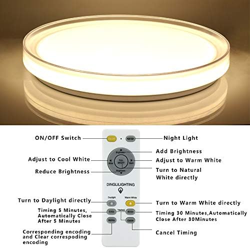 PADMA 48W Modern Flush Ceiling Light, Dimmable Ceiling Lighting with Transparent Edges, LED Ceiling Light with Remote Control for Living Room/Dining Room/Bedroom/Hallway/Office,3000-6000K