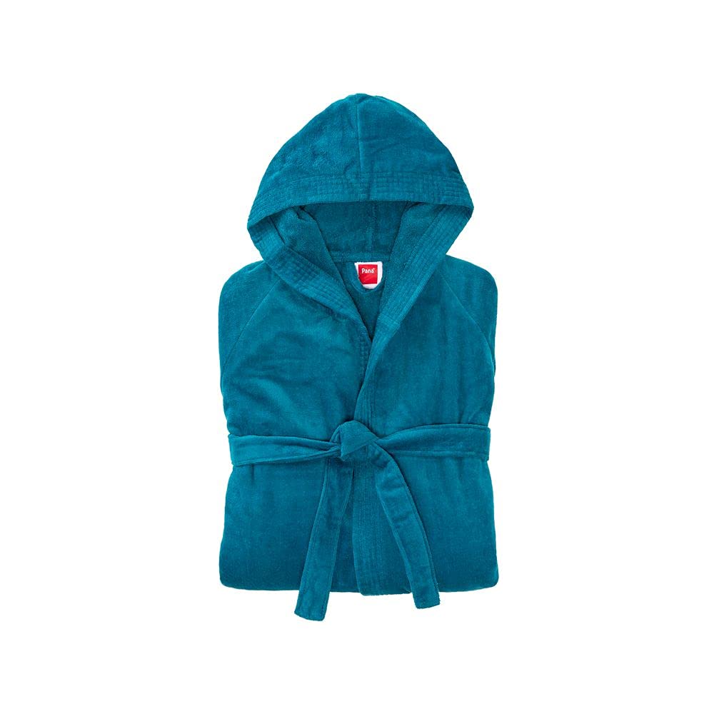 PANA® Velour Unisex Baumwolle Bademantel mit Kapuze • Saunamantel Damen • Herren Bademantel mit Kapuze • Bathrobe Men • Knielang