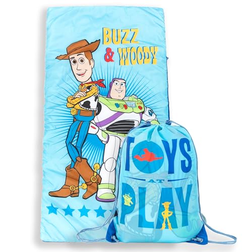 Image of Jay Franco Disney Toy Story Slumber Sack - Cozy & Warm Kids Lightweight Slumber Bag - Featuring Woody and Buzz Lightyear (Official Disney Pixar Product)