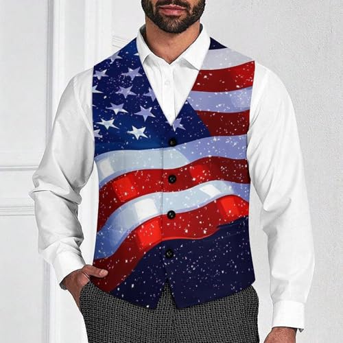 State US Flag Men's Suit Vests Business Formal Dress Vest V-Neck Waistcoat for Wedding Casual2