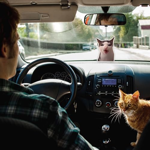Image of 6Pcs Cat Car Air Freshener Cute Ornaments Funny Car Hanging Accessories | 6Pcs Funny Car Air Freshener for Women Cute Ornaments Cat Meme Personalized Car Hanging
