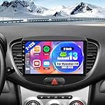 Car Stereo 2 Din for Hyundai i10 2007 2008 2009 2010 2011 2012 2013 with carplay Android Auto 9in IPS Touchscreen, Bluetooth 32EQ GPS Navi WiFi Mirror Link FM/RDS SWC Backup Camera Mic, 2+32G