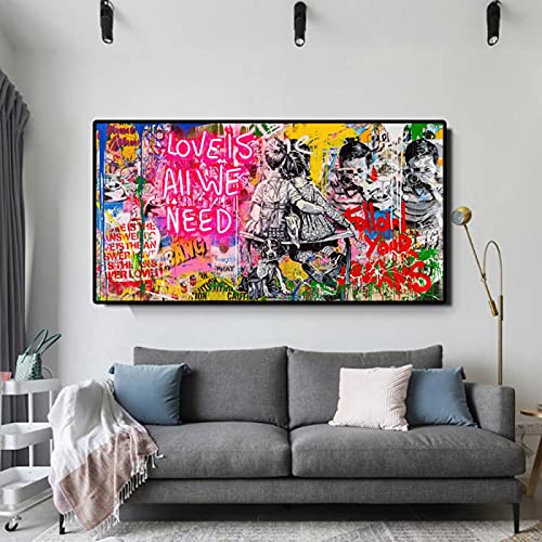 Tableau street art graffiti abstrait coloré pour décoration salon moderne 60x120 cm - 4