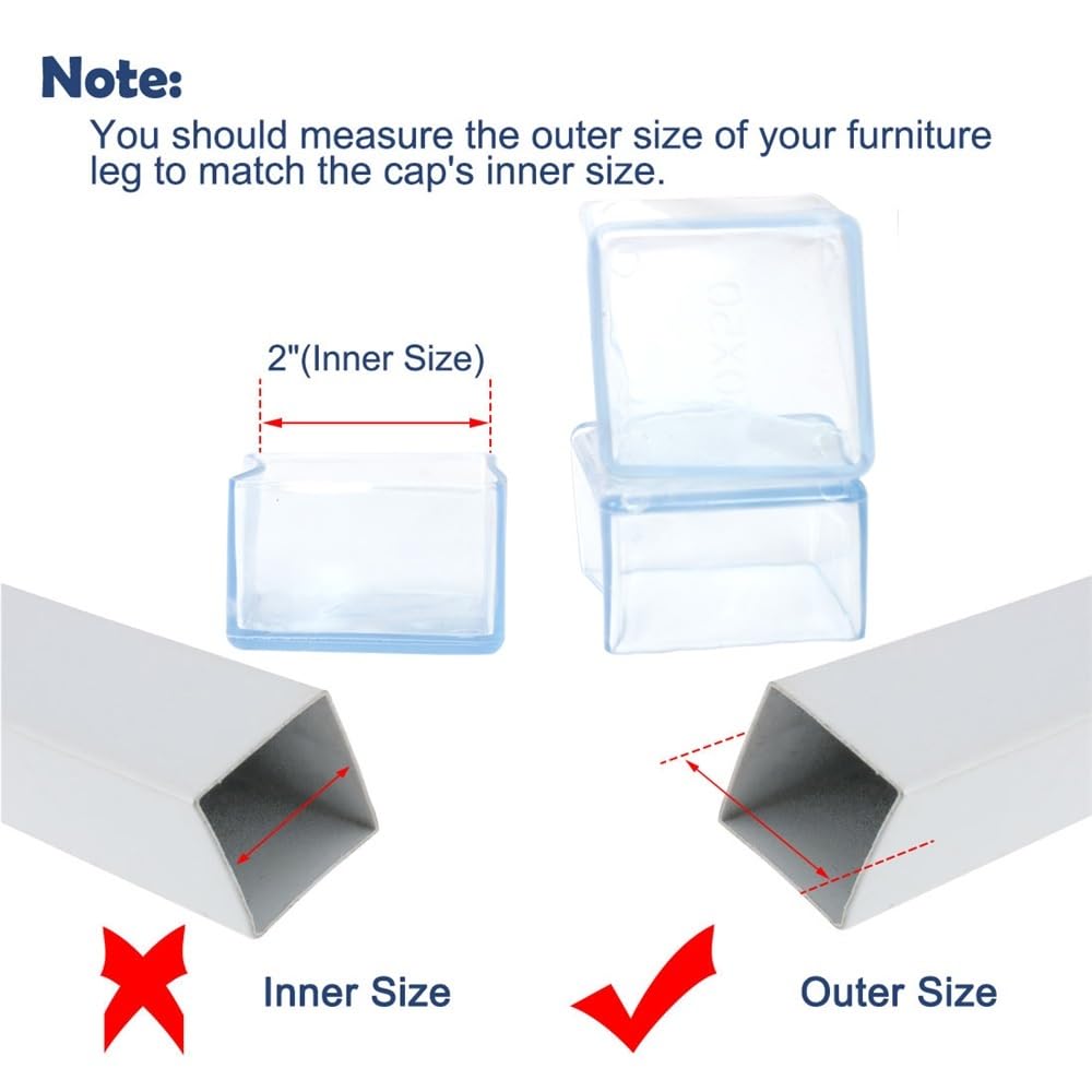 8 Tapas de PVC Transparentes for Patas de Mesa, Protectores de Suelo deslizantes for Muebles, reducen el Ruido.