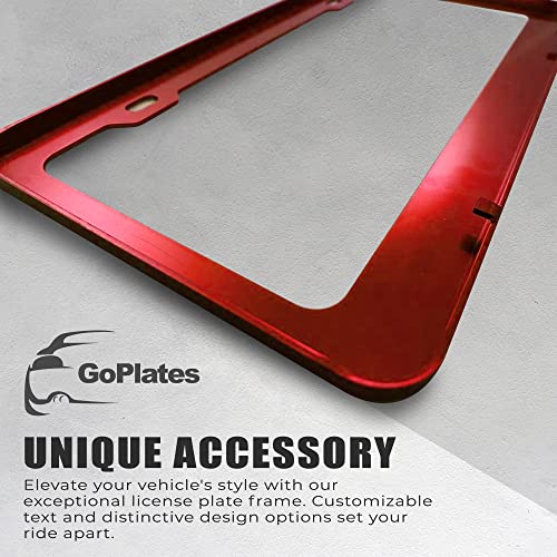Goplates Custom License Plate Frame - Laser Engraved Personalization - Fits Standard Us Plates - Unique Car Accessory - Red #TOP4