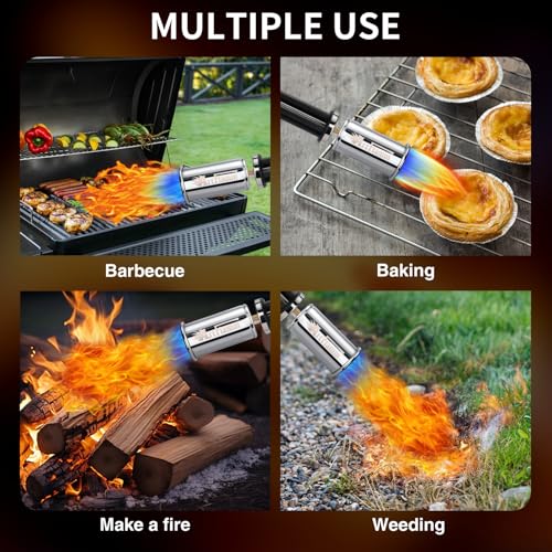 Image of ARTFLAMM Powerful Propane Torch, Kitchen Blow Torch Gun with Adjustable Flame, Detachable Flamethrower Cooking Torch for Searing Steak, Camping, BBQ, Welding (Tank Not Included)