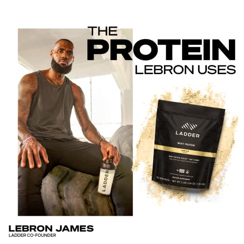 Ladder Grass-Fed Whey Protein Powder, 26G Protein For Muscle Gain, 7G Bcaas, 14G Eaas, 2 Billion Cfu Probiotics, No Artificial Sweeteners, Nsf Certified Supplements (Vanilla, 30 Serving Bag) #TOP2