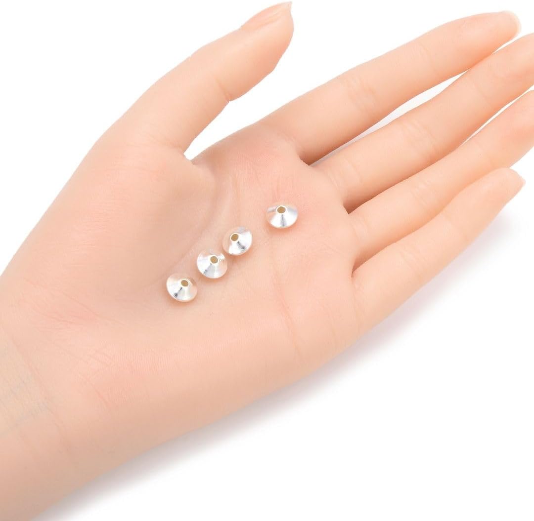10pcs Adabele Authentic 925 Sterling Silver Hypoallergenic Saucer Loose Beads 8mm Seamless Rondelle Spacer Bead for DIY Craft Jewelry Making SS53