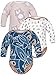 Sibinulo Bambino Bambina Body 100% Cotone Pacco da 3 Orsacchiotti Blu Scuro sulle Foglie Prato Beige Orsacchiotti Beige 86(12-18 Mesi)