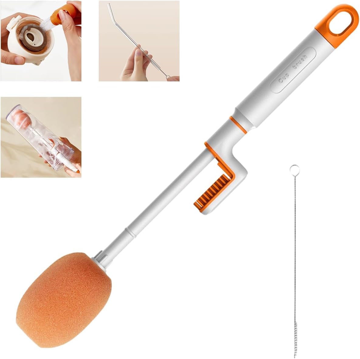 INKAJ Bottle Cup Cleaning Sponge Silicone Brush /3 in 1 Multipurpose Cleaner Tools-Long Handle for Thermos Lid Cup Cleaner Drinking Straw Brush Water Bottle/Tumbler/Glass/Mug/Drill (Pack Of-1, Orange) (B0CYWLBBX3) Amazon Price History, Amazon Price Tracker