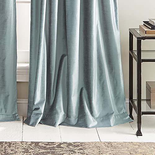 Dkny Curtains Modern Knotted Velvet Lined Curtain Panel Pair, 84", Blue #TOP2