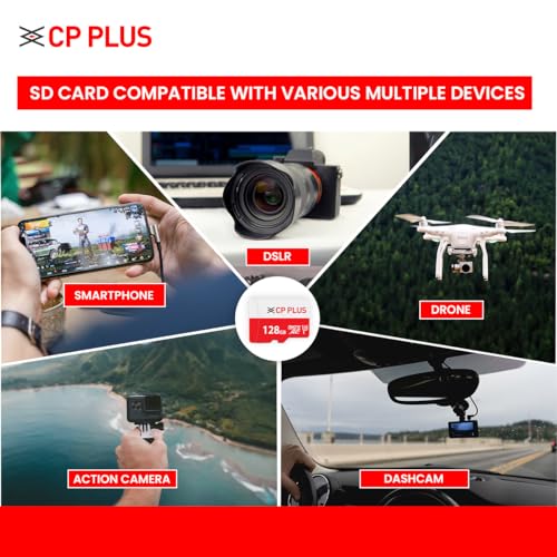 Image of CP PLUS 128GB microSDXC Memory Card Grade UHS-3 Class 10, Up to 70 Mbps Reading & 30 Mbps Writing Speed with High Performance of Data Transfer & Lower Power Consumption for Portable Devices|