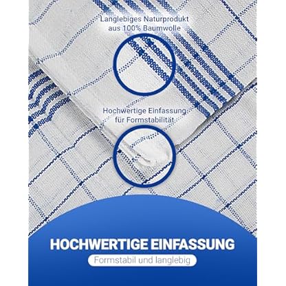 10 x Baumwoll Geschirrtuch 60g – Premium Qualität Geschirrtücher – Langlebiges Geschirrtuch 100% Baumwolle – 50x70 cm – Hochwertige Geschirrtücher blau – Wohnungs Zubehör – Bild 4