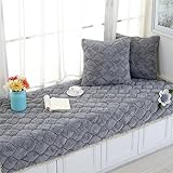 CAMAL Short Plush Thickened Non-Slip Bay Window Pad/Windowsill Mat/Sofa Mat/Sofa Cushion (90x210cm, Gray)