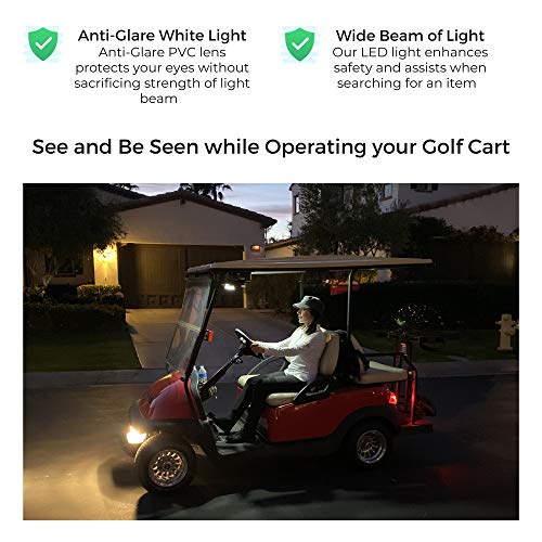 2-Pk Universal Golf Cart Roof Stick On Anywhere One Touch Led Light Fits Club Car, Onward, Precedent, Ezgo, Yamaha, And Garia Carts, Usb Rechargeable Puck Designed For Golf Cart Use, Great Golf Gifts #TOP1