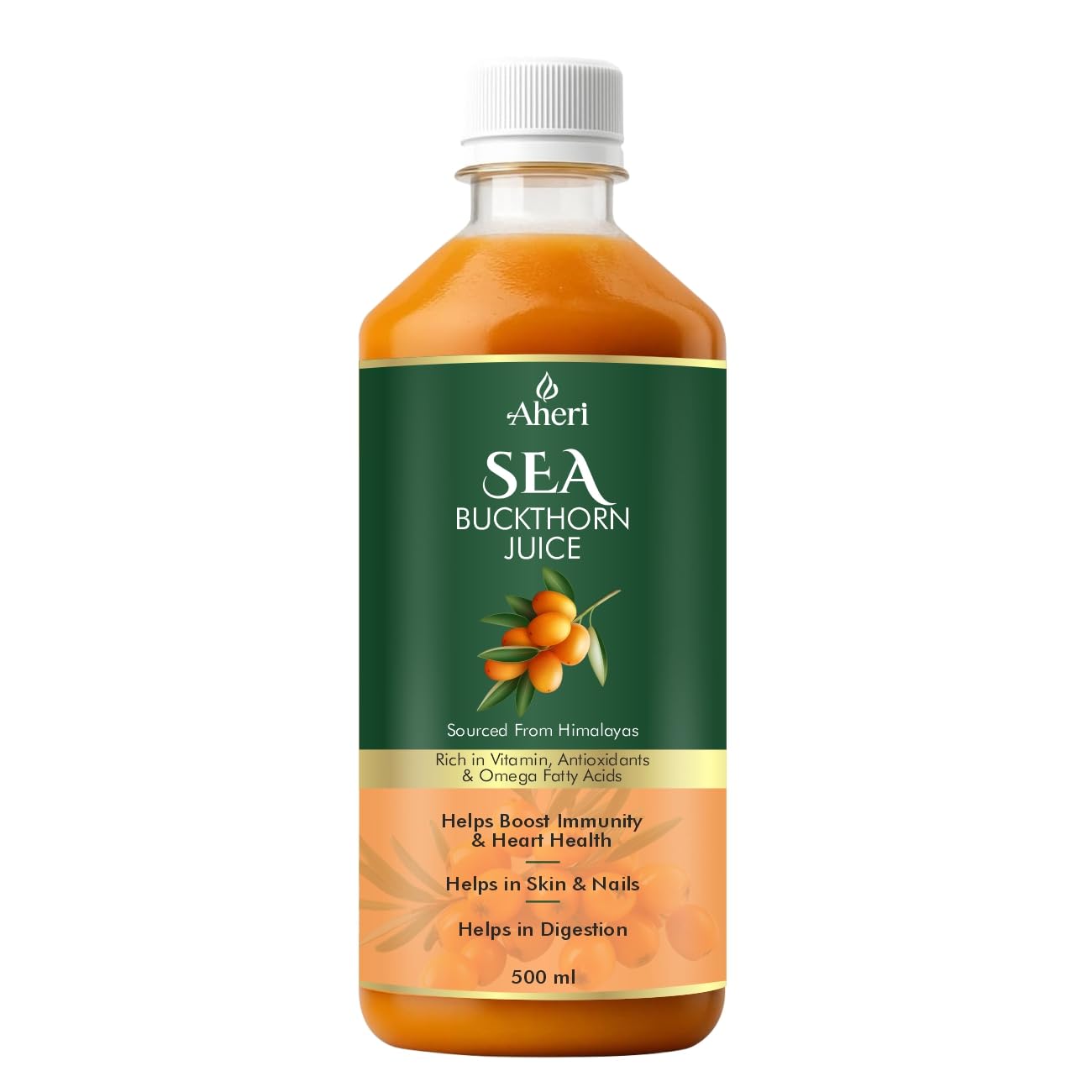 Sea Buckthorn Juice 500 ML | Buckthorn Berry Herbal Juice with Natural Vitamin C, Omega 3 6 7 9 & Antioxidants | Herbal Support for Immunity, Skin Glow & Gut Health - Pack of 1