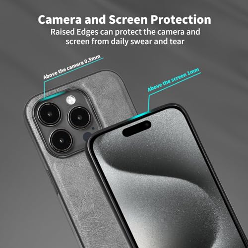 Image of X-level Compatible with iPhone 15 Pro Case, Premium PU Leather Soft TPU Bumper Shockproof Protective Phone Case Slim Cover for iPhone 15 Pro - Gray